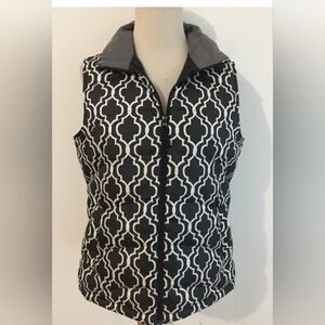 Lands End Puffer Vest Size Large 14-16 Black/white